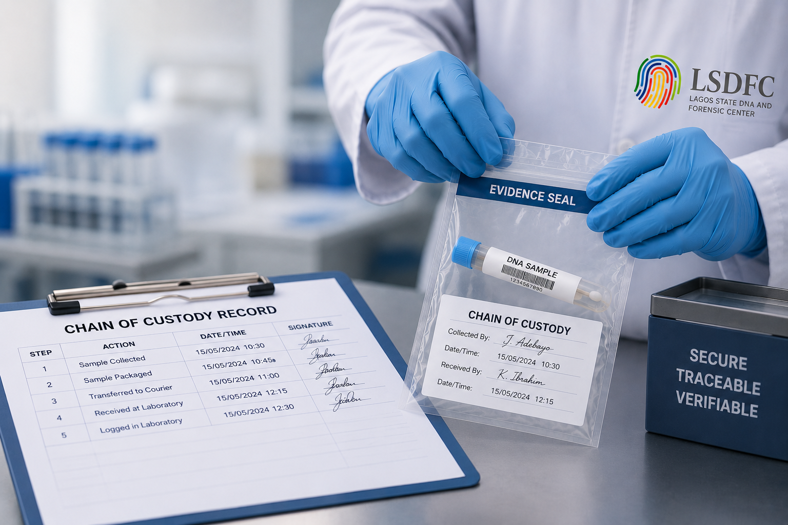 Professional DNA sample collection demonstrating proper chain of custody procedures for legal and immigration DNA testing.